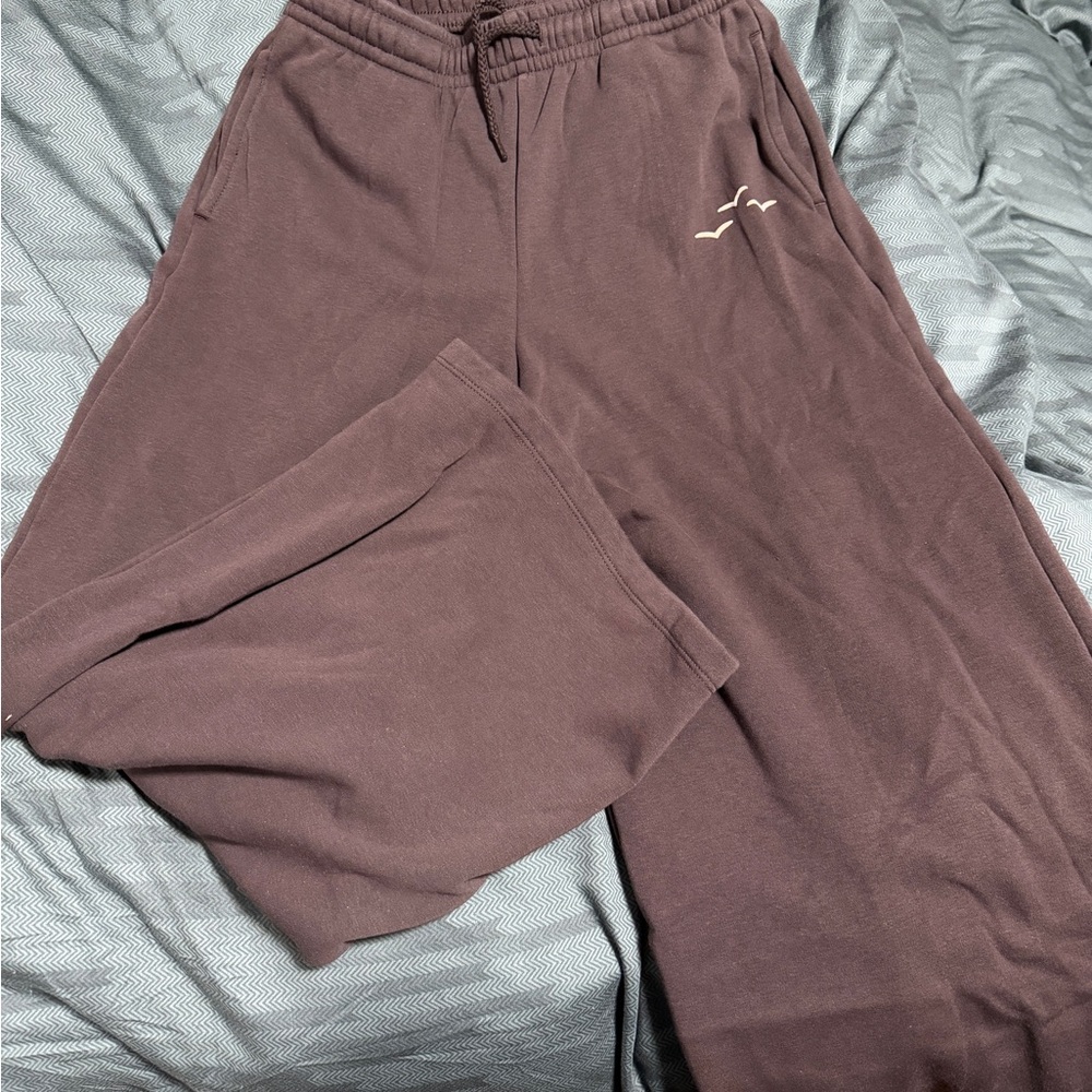 Brown Wide-Leg Sweatpants with Embroidered Lazypants Logo
